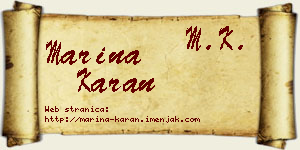 Marina Karan vizit kartica
